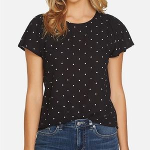 Cece Polka Dot Flutter Sleeve Top